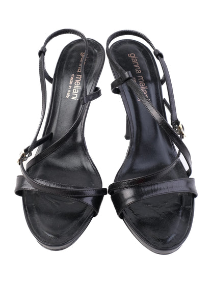 Gianna Meliani Black Leather High-Heeled Shoes Size 39