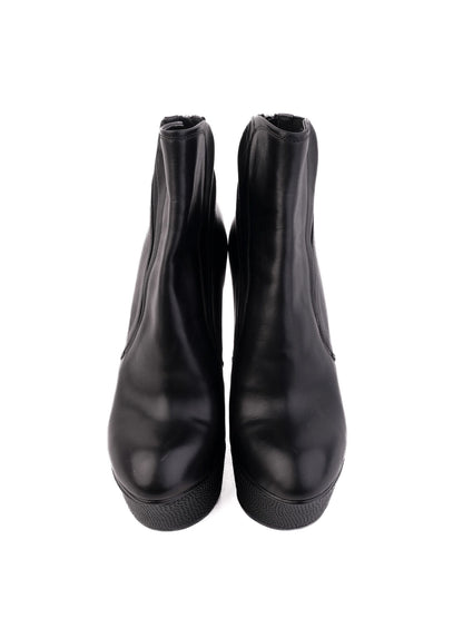 Perfect Baldan Black Leather Wedge Ankle Boots Size 38