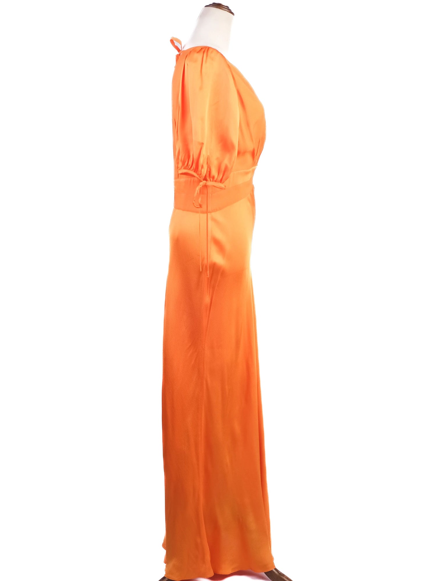 Perfect Ted Baker Orange Puff Sleeve Dress with Cut-Out Back