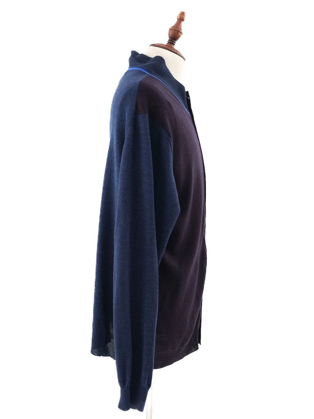 Excellent Armani Collezioni Dark Blue &amp; Black Wool Cardigan Size XL
