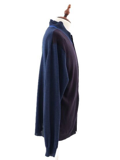 Excellent Armani Collezioni Dark Blue &amp; Black Wool Cardigan Size XL