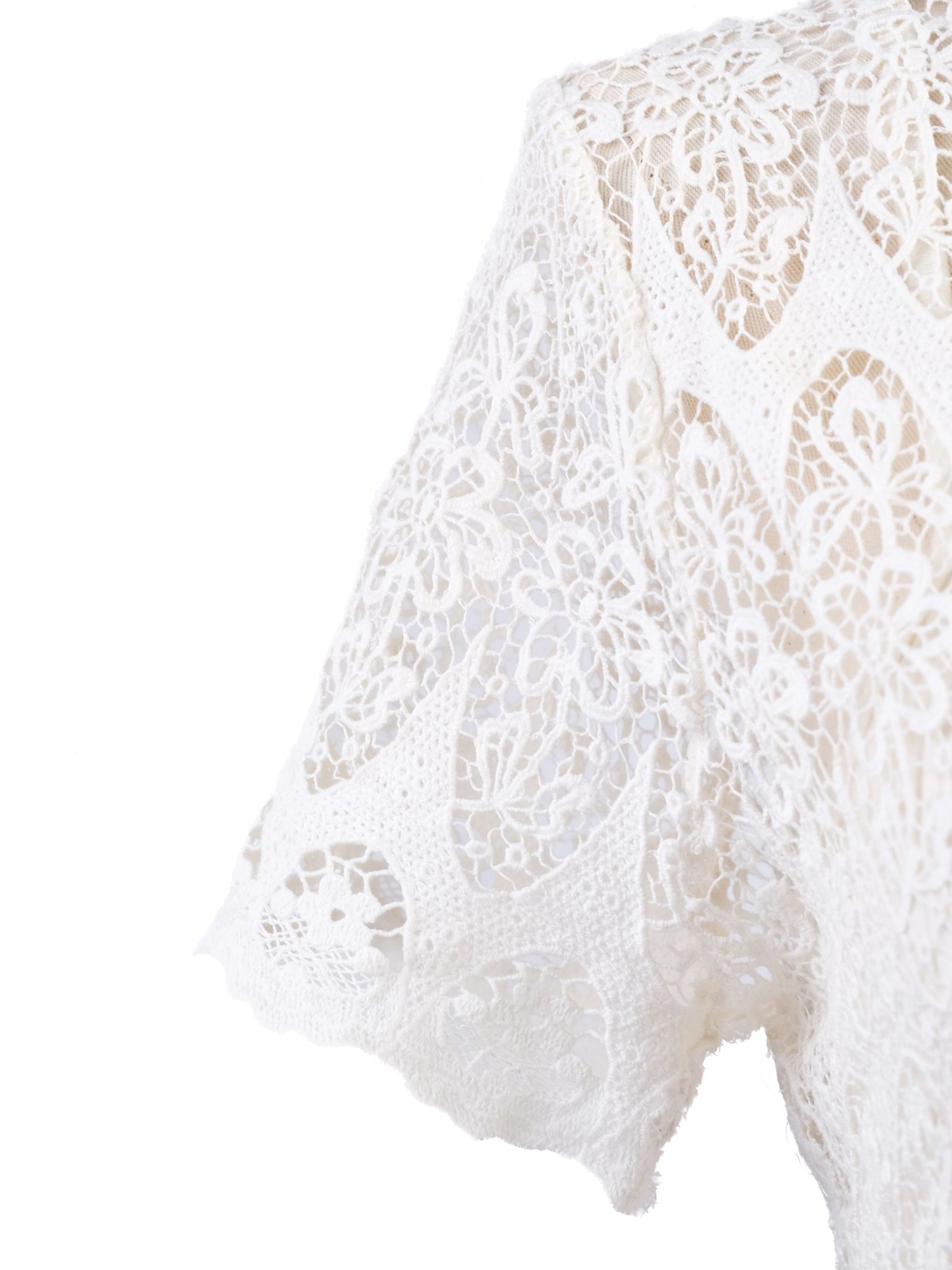 Excellent Ralph Lauren White Lace Top Size S Floral Design