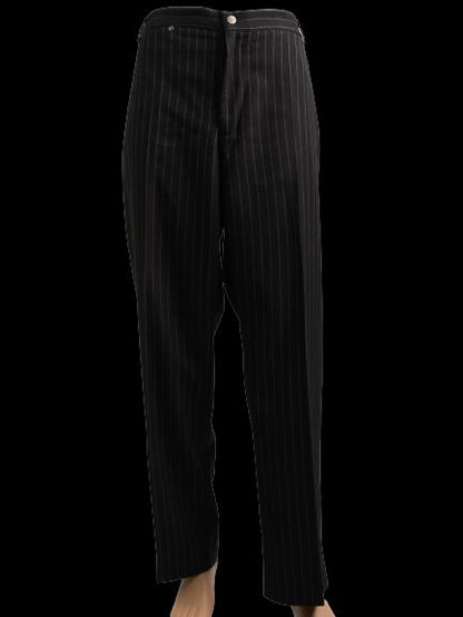 Excellent GF Ferre Black Pinstripe Pants Size 4XL Cotton