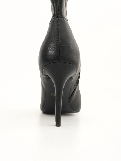 NEW Versace Jeans Black Leather High-Heeled Ankle Boots Size 38