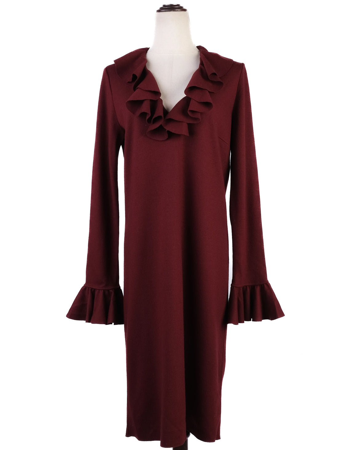 Excellent Gucci Red Wool Dress with Ruffles for Women