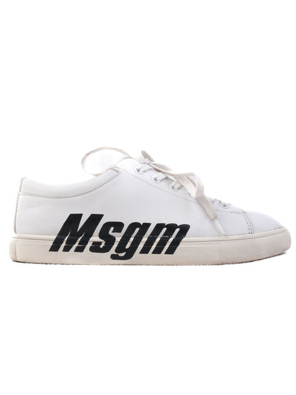 Excellent MSGM White Leather Sneakers Size 36.5