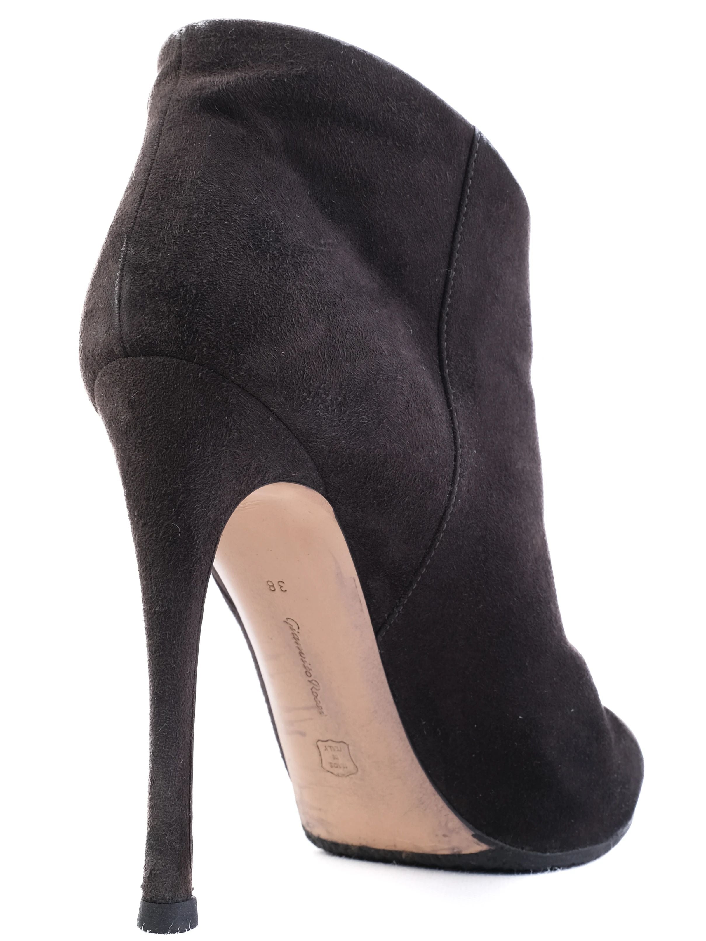 GIANVITO ROSSI Black Leather High-Heeled Ankle Boot Size 38 Excellent