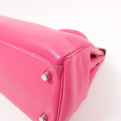 Hermes Epsom Leather Kelly 32 Silver Hand-turn Shoulder Bag Rose Tyrien 2way Shoulder Bag Rose Tyrien Pink Rose Tyriem E