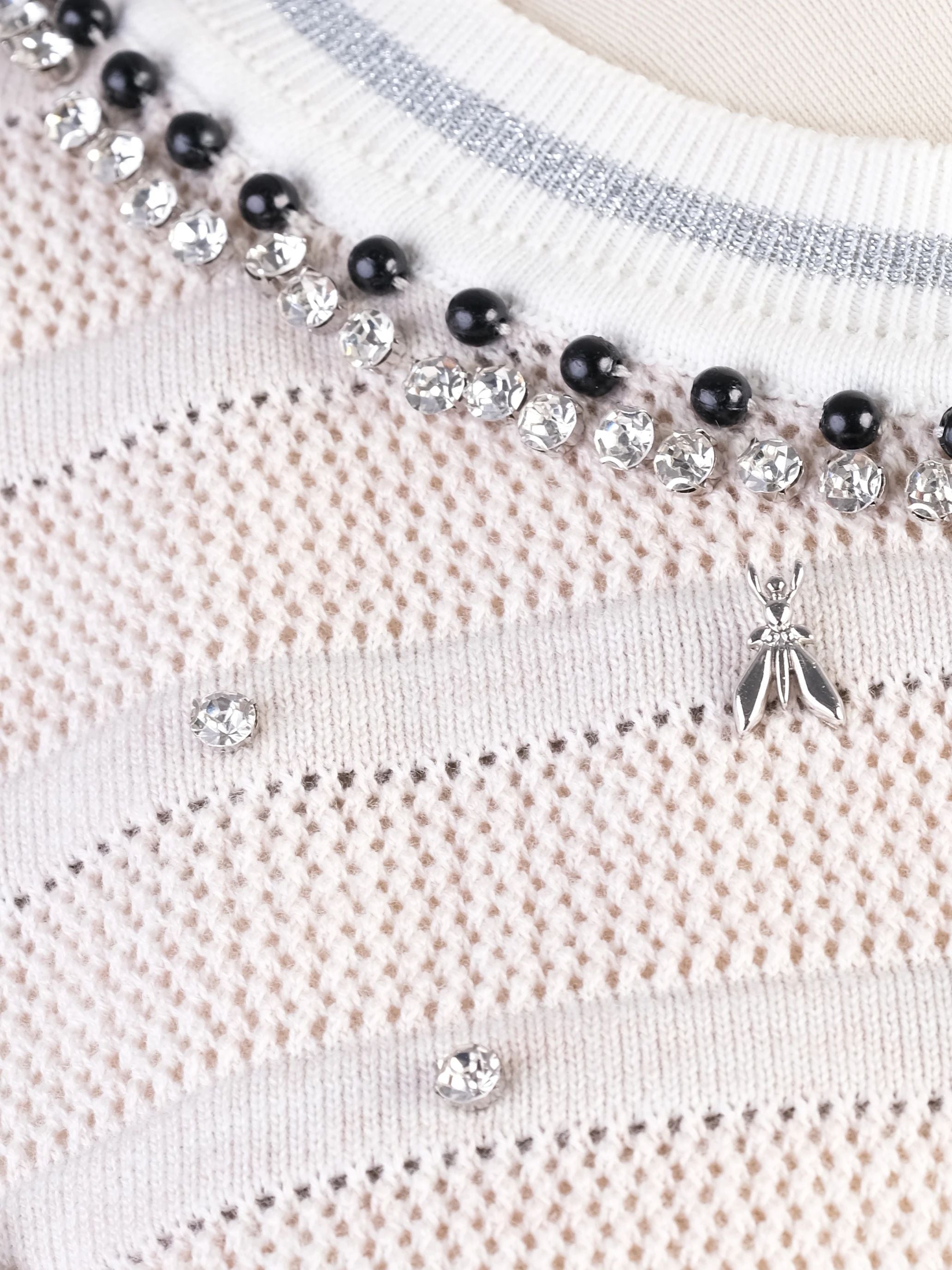 Excellent Patrizia Pepe Gray Viscose Sweater Size M with Decorative Details