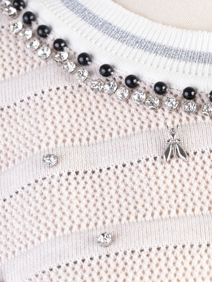 Excellent Patrizia Pepe Gray Viscose Sweater Size M with Decorative Details