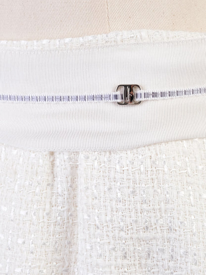 Excellent Salvatore Ferragamo White Textured Skirt Size L