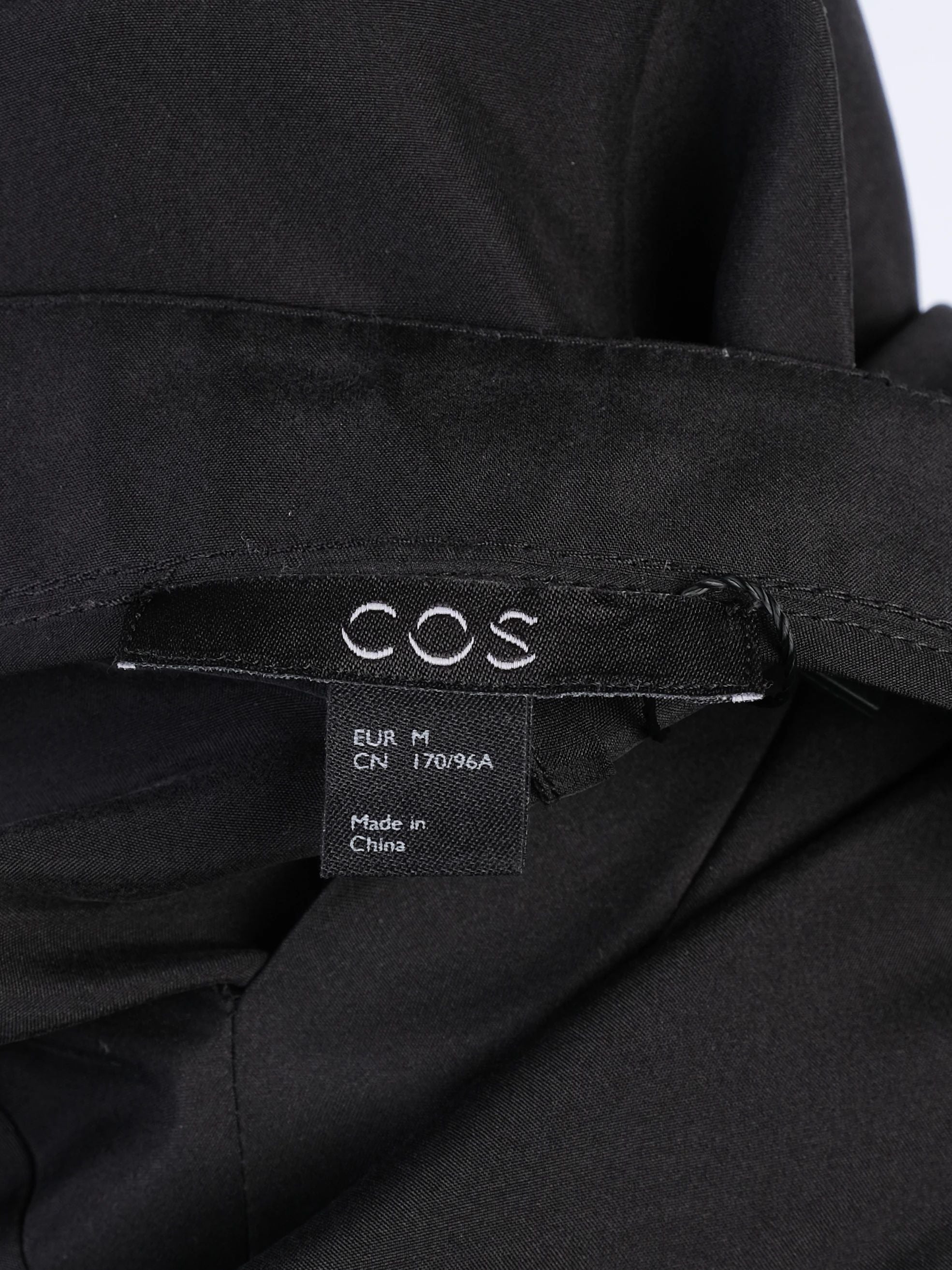 Excellent Cos Black Silk V-Neck Top Size M Wide Sleeves