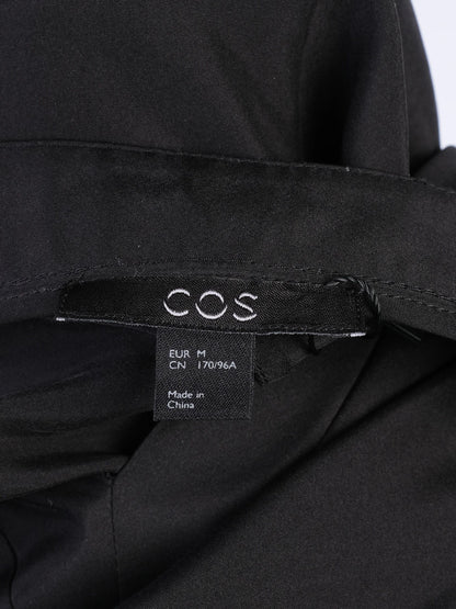 Excellent Cos Black Silk V-Neck Top Size M Wide Sleeves
