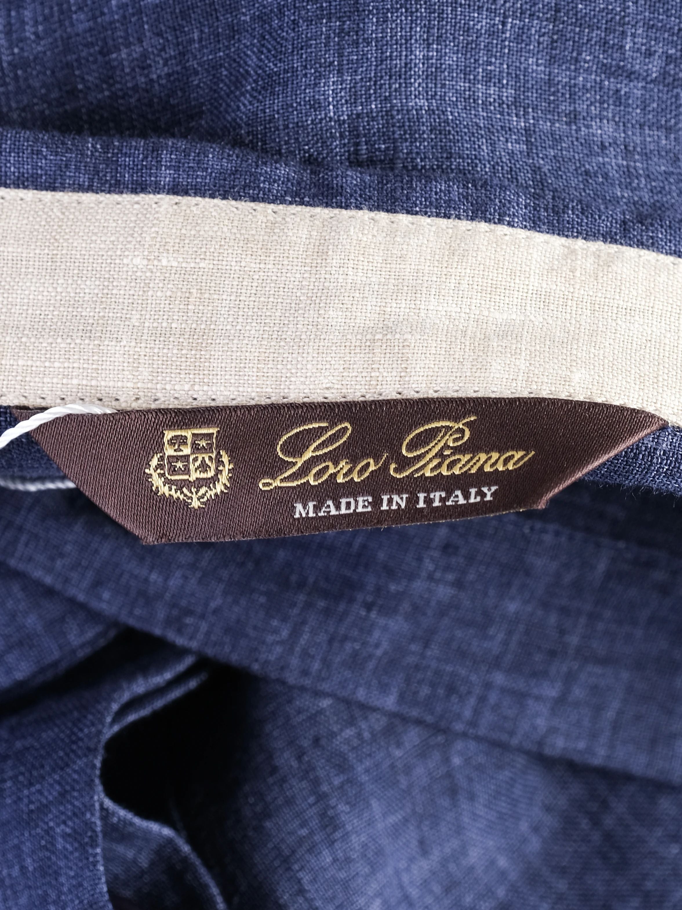 Excellent Loro Piana Blue Long Sleeve Button-Up Shirt Size M