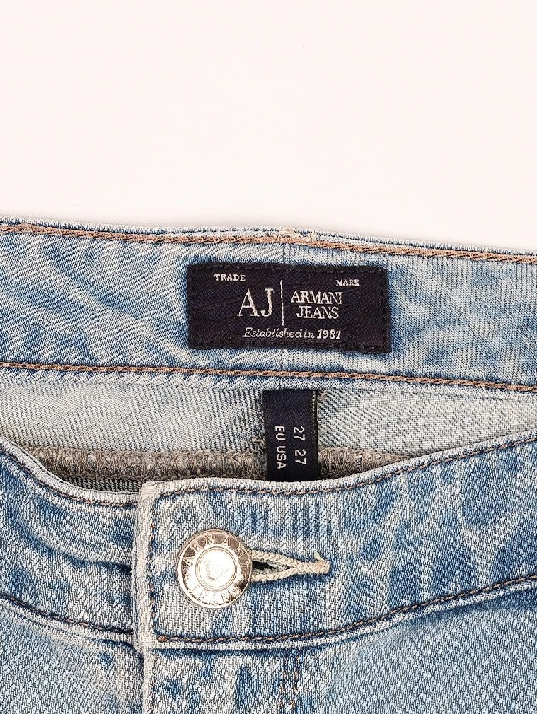 Excellent Armani Jeans Blue Cotton Denim Size S with Zipper Details