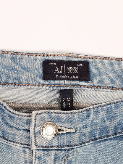 Excellent Armani Jeans Blue Cotton Denim Size S with Zipper Details