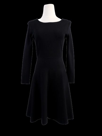 Excellent BCBGMaxazria Black Viscose Dress Size S Long Sleeve