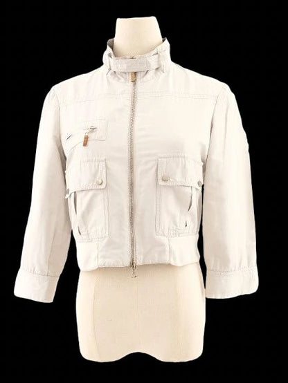 Excellent Brunello Cucinelli Gray Silk Cropped Jacket Size S