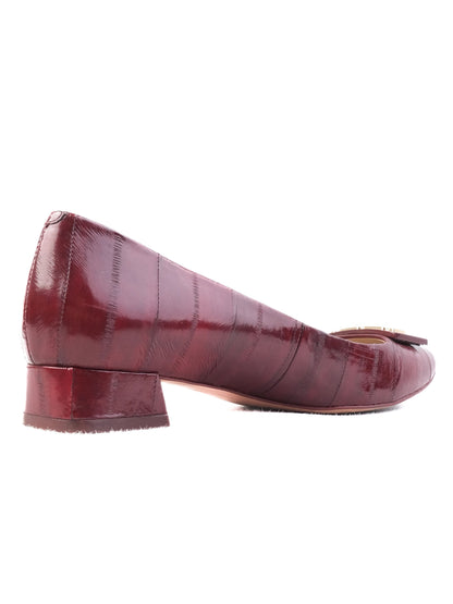 Excellent Tory Burch Red Leather Low Block Heel Shoes Size 37