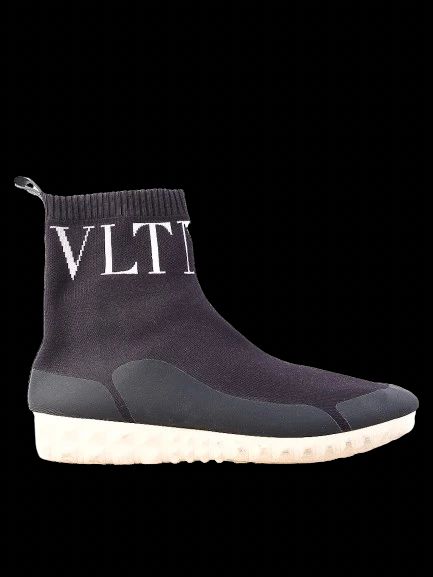 Excellent Valentino Black Sock Sneakers Size 38 with VLTN Detail