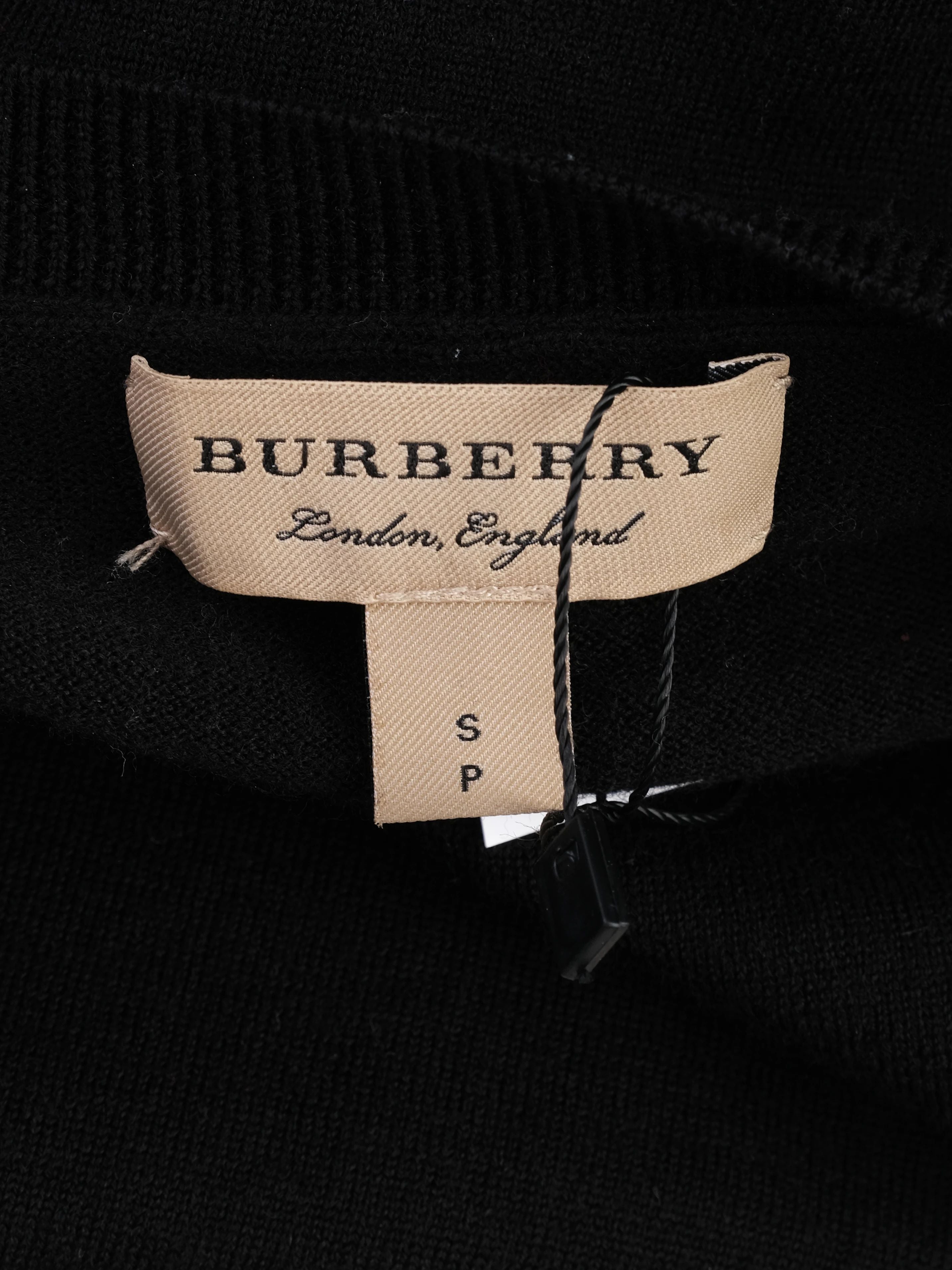 EXCELLENT Burberry Black Wool Sweater with Elbow Patches Size S