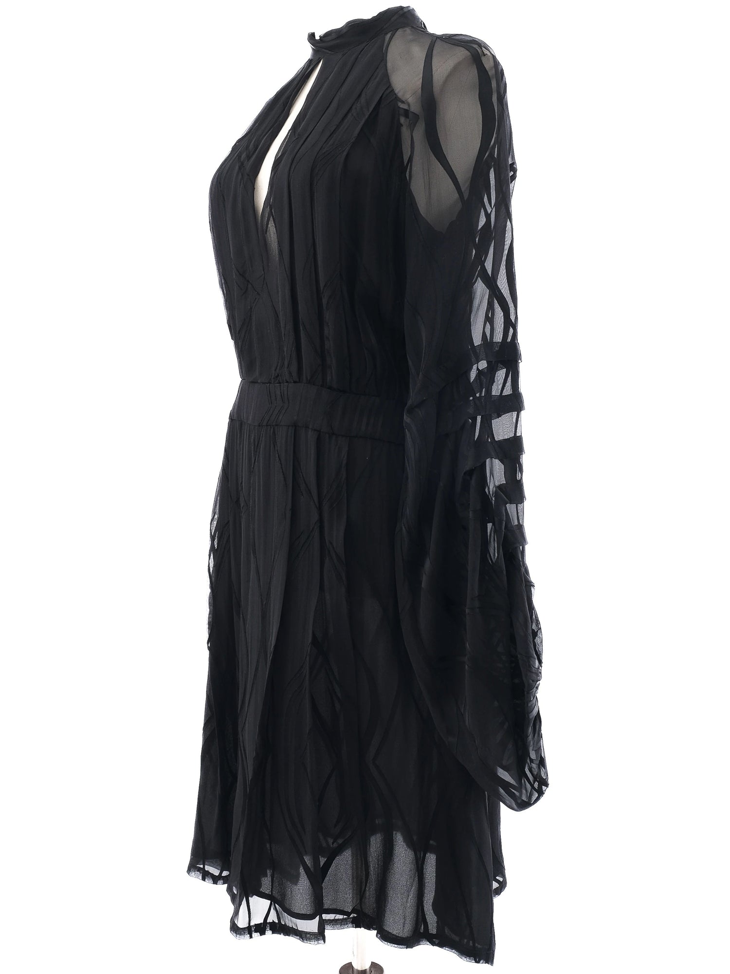 Excellent Barbara Bui Black Sheer Dress Size M with Long Sleeves