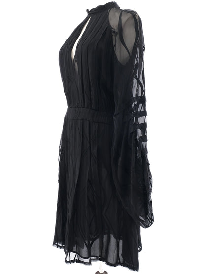 Excellent Barbara Bui Black Sheer Dress Size M with Long Sleeves