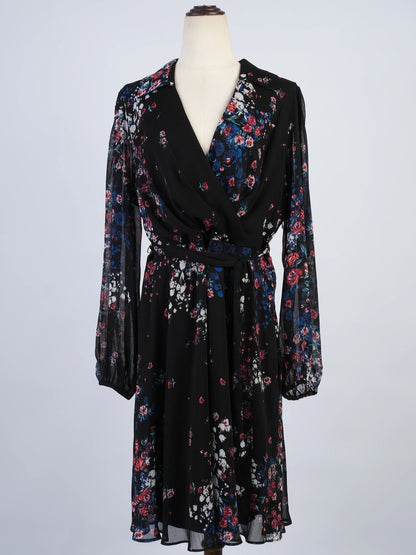 NEW DKNY Black Floral Print Dress Size N/A