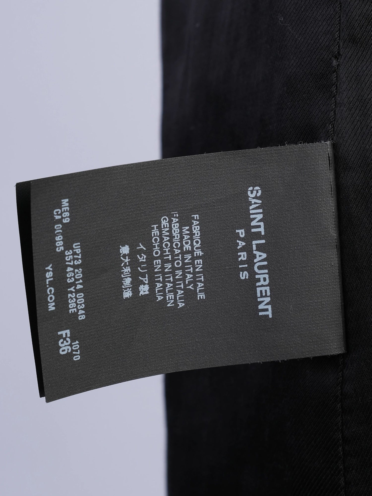 Excellent Saint Laurent Gray Wool Coat XS with Textured Pattern