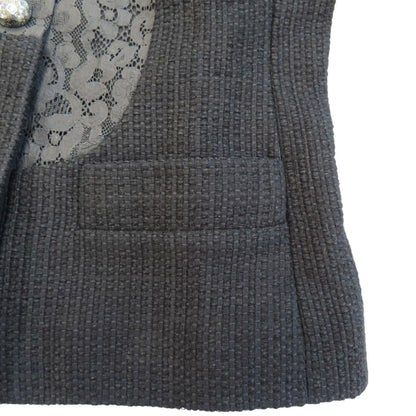 Chanel Tweed And Lace Jacket Black 36
