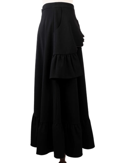 Vivetta Black Cotton Skirt with Unique Face Applique Design