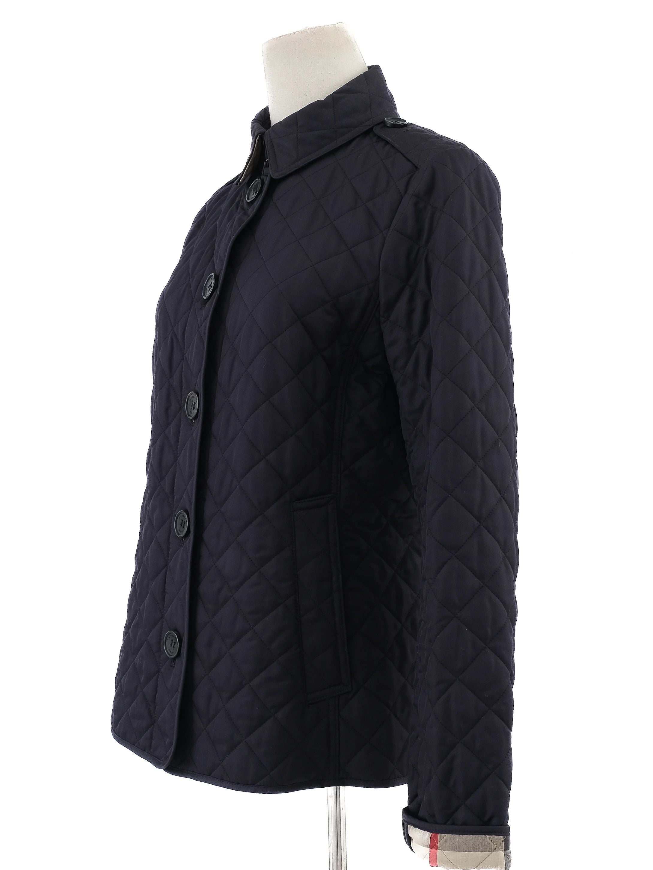Excellent Burberry Blue Quilted Jacket Size S Polyester Women