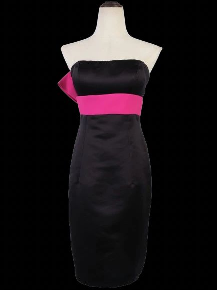 Jovani Black Strapless Dress with Pink Bow Size M Excellent Condition