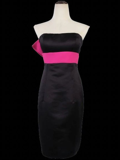 Jovani Black Strapless Dress with Pink Bow Size M Excellent Condition