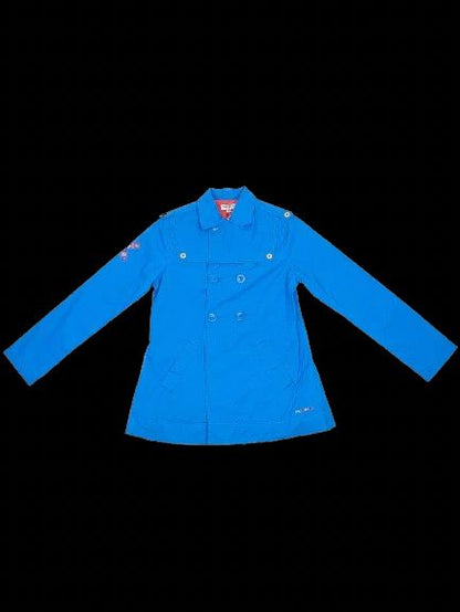 NEW Kenzo Kids Blue Cotton Coat Size 10 with Embroidered Logo