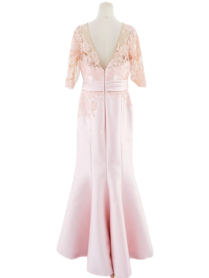 Excellent Pronovias Pink Evening Gown Lace Detail Size XXL