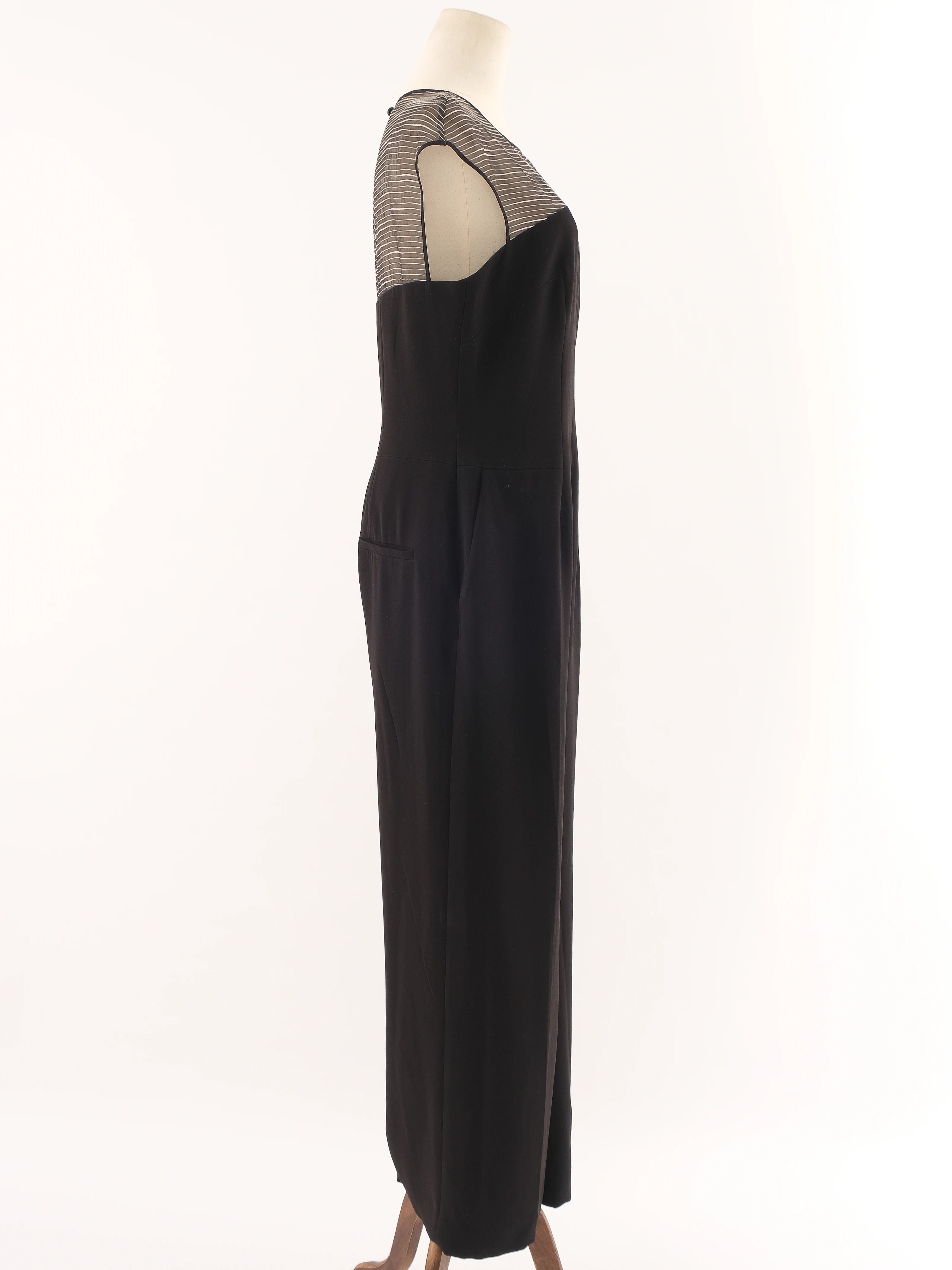 Karen Millen Black Sleeveless Jumpsuit XL with Sheer Detail