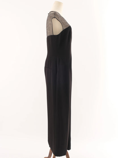 Karen Millen Black Sleeveless Jumpsuit XL with Sheer Detail