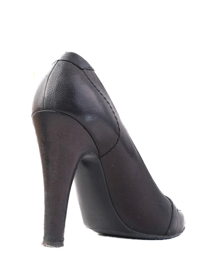 Excellent Ferre Black Leather High-Heeled Shoes Size 38
