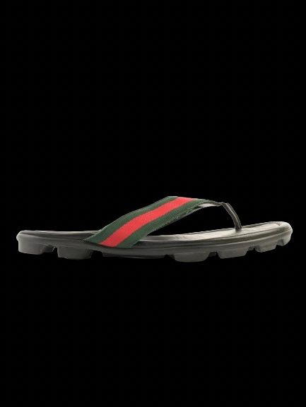 Excellent Gucci Black Leather Flip-Flop Sandals Size 43
