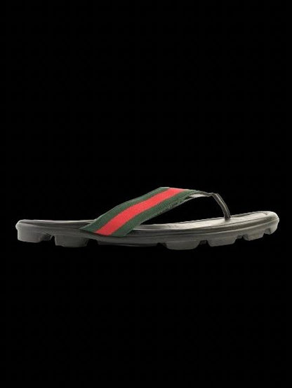 Excellent Gucci Black Leather Flip-Flop Sandals Size 43