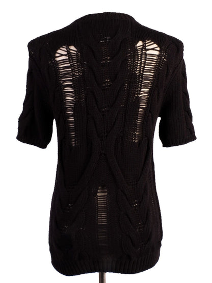 Excellent Max Mara Black Wool Short-Sleeve Sweater Size M