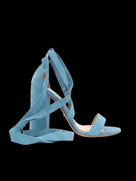 Elisabetta Franchi High-Heeled Sandals Light Blue Suede Size 36