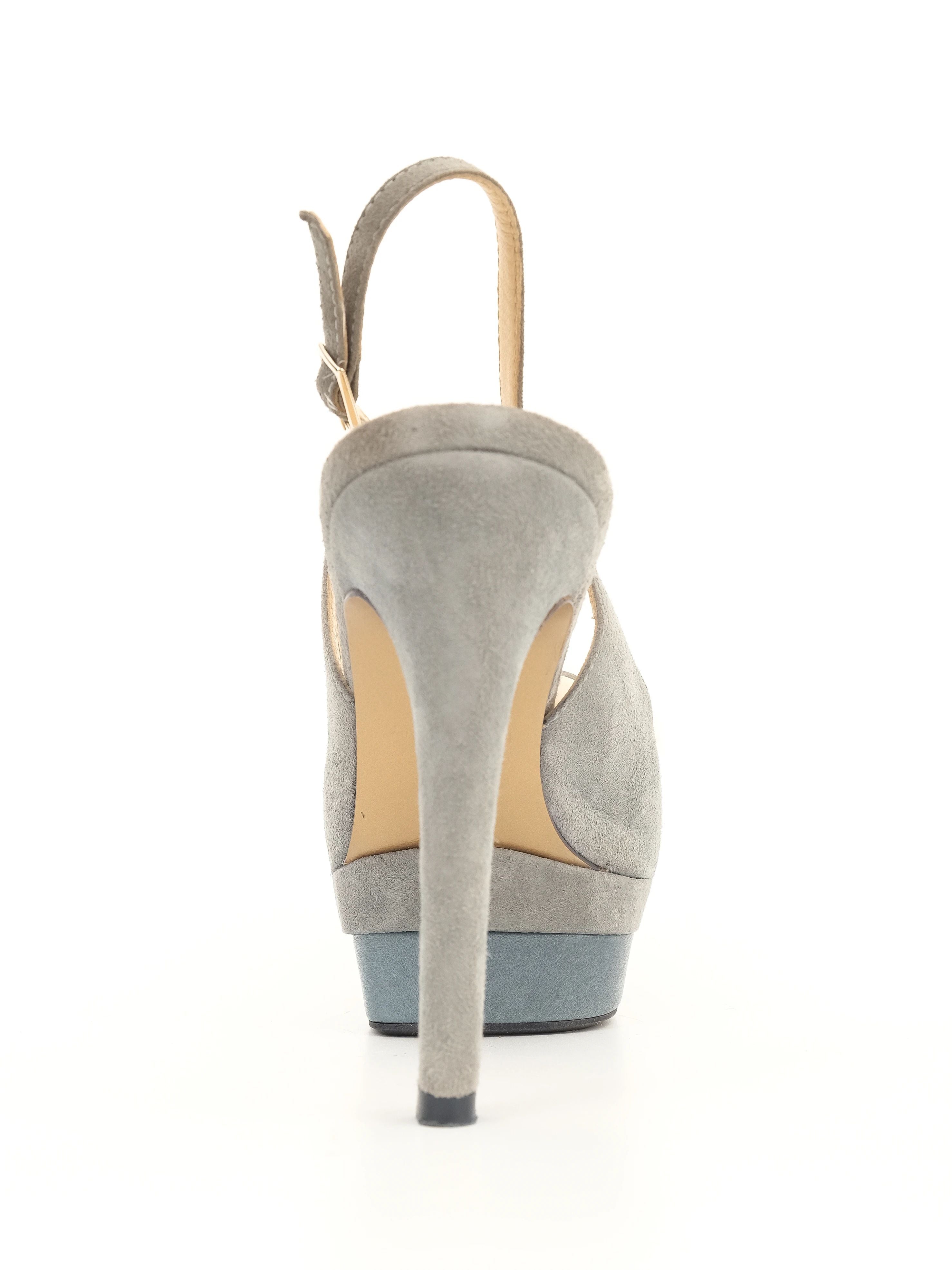 Excellent Giorgio Fabiani Blue Leather High-Heeled Shoes Size 37