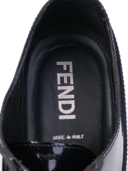 Excellent Fendi Black Leather Oxford Shoes Size 43 for Men