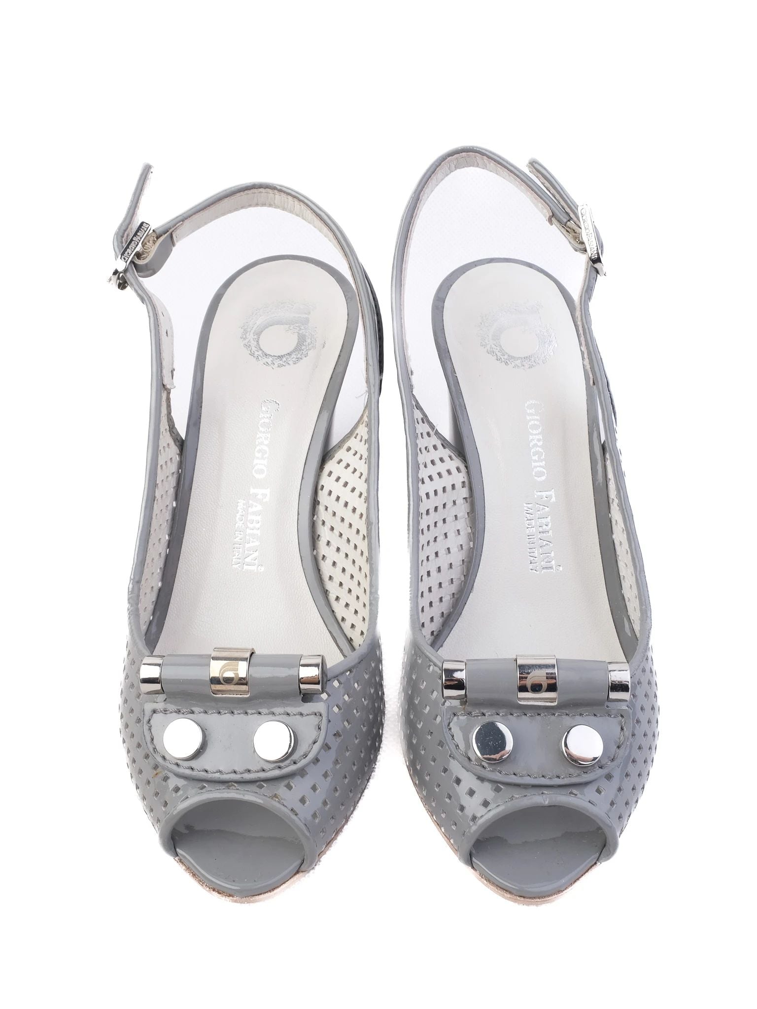 Excellent Giovanni Fabiani Gray Leather Slingback High Heel Shoes Size 35