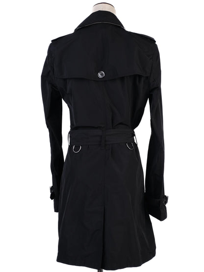 Excellent Burberry Black Trench Coat XS Polyester Double-Breasted