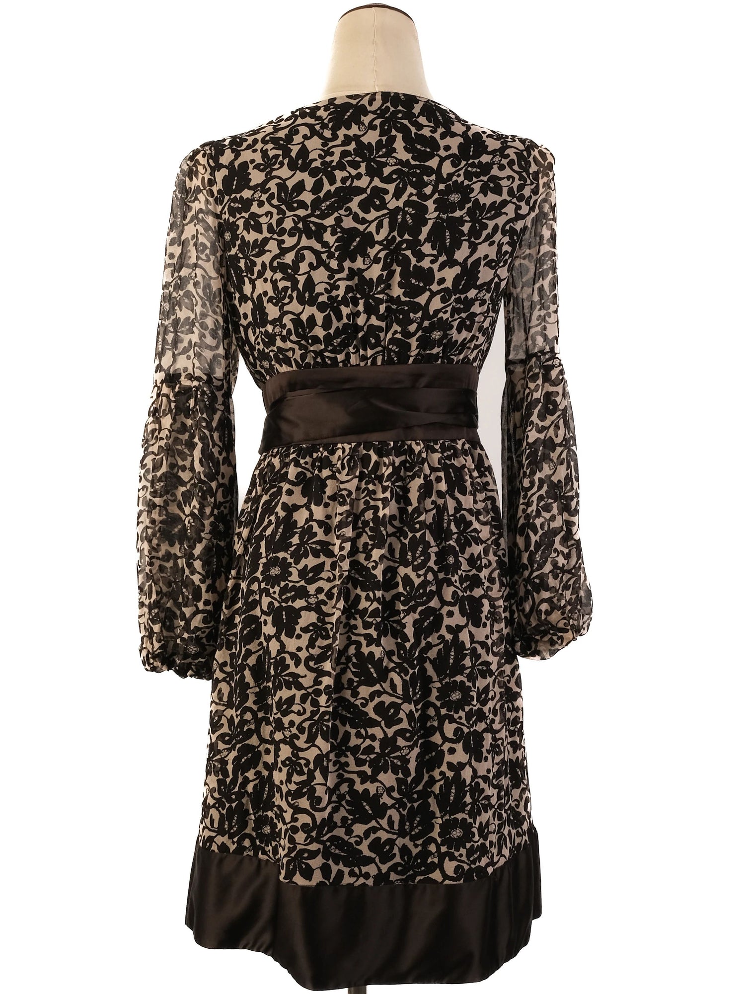 Excellent Diane von Furstenberg Silk Floral Lace Dress Size M