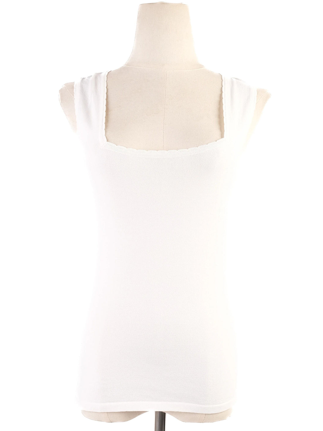 Excellent Blumarine White Sleeveless Top Size M Viscose Made in Italy