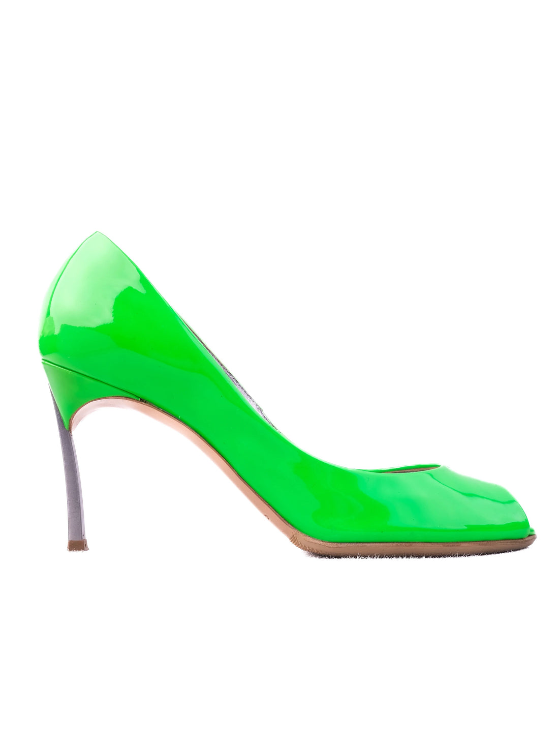 Excellent Casadei Green Leather Stiletto Heels Size 36 Peep-Toe